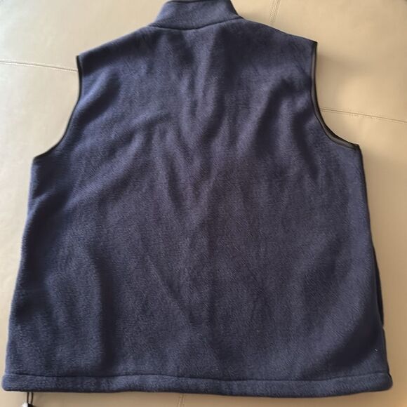 Bayside Fleece Navy Blue Men’s Zip Up Trump Logo Fleece Vest. Size  X Large. - Picture 3 of 6
